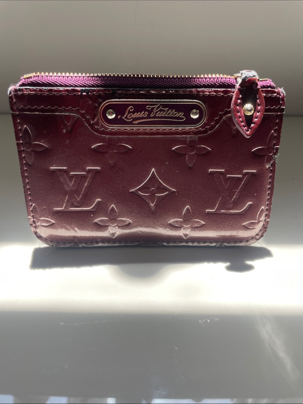 Louis Vuitton Vernis Small Zip Card Holder in Deep Burgundy
